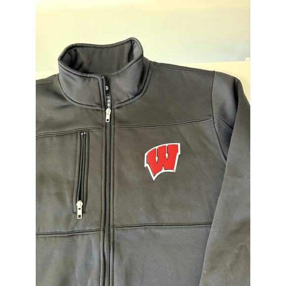 Wisconsin Badgers Jacket Size Medium Men's Black Full zip Softshell - Picture 4 of 6